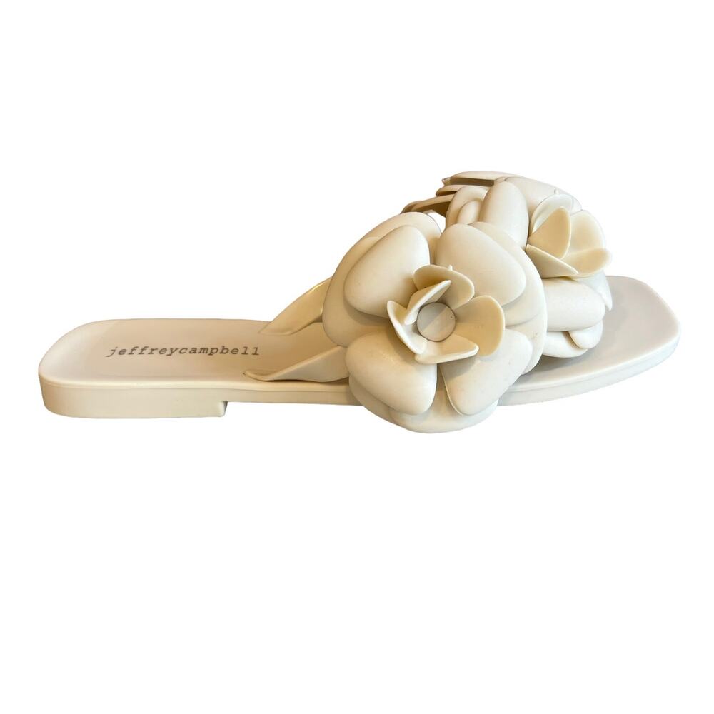 Jeffrey Campbell Fleuris Jelly Flip Flop Flower Detail Cream 7